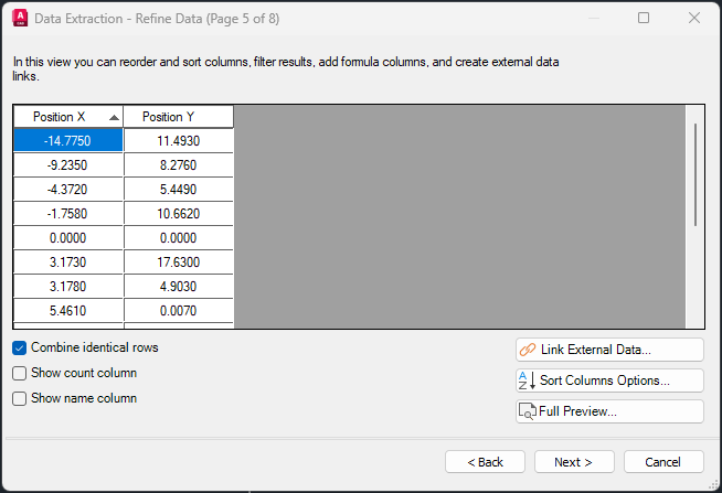 Print screen of step 5/8 for the data extraction.