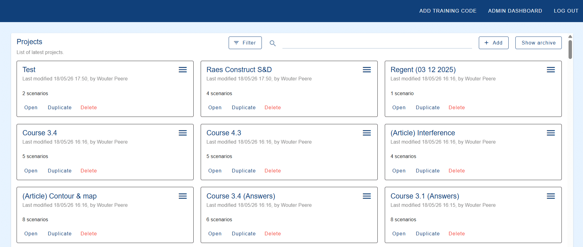Druckbildschirm des Projekt-Dashboards in GHEtool Cloud.