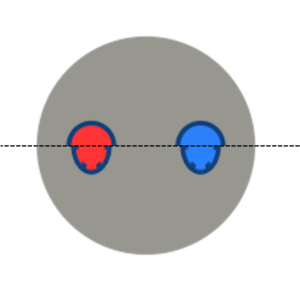 Comparison of the cross-section of a borehole with a circular DN32 probe (top) and a MuoviELLIPSE (bottom).